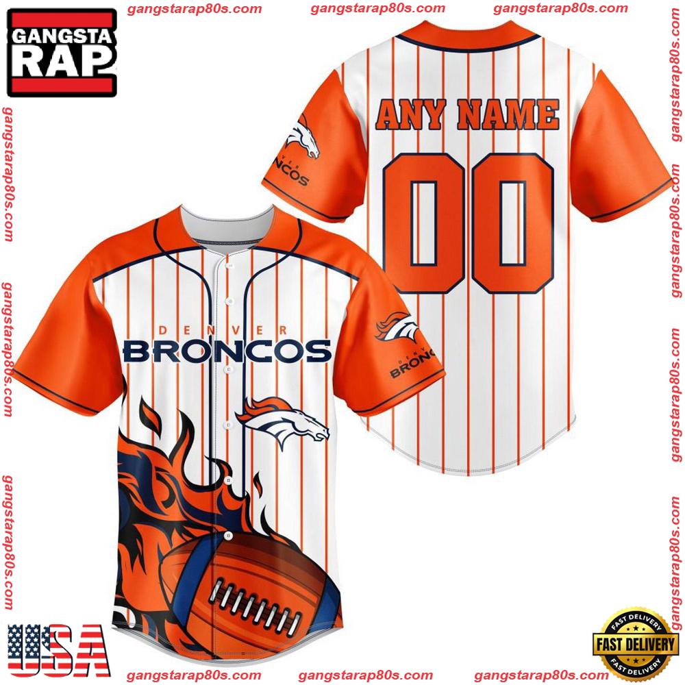NFL Custom Name Number Denver Broncos Baseball Jersey Shirt