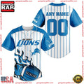 NFL Custom Name Number Detroit Lions Baseball Jersey Shirt
