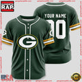 NFL Custom Name Number Green Bay Packers Sport Baseball Jersey Shirt