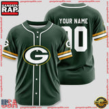 NFL Custom Name Number Green Bay Packers Sport Baseball Jersey Shirt