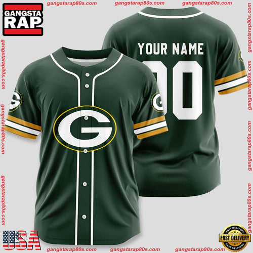 NFL Custom Name Number Green Bay Packers Sport Baseball Jersey Shirt
