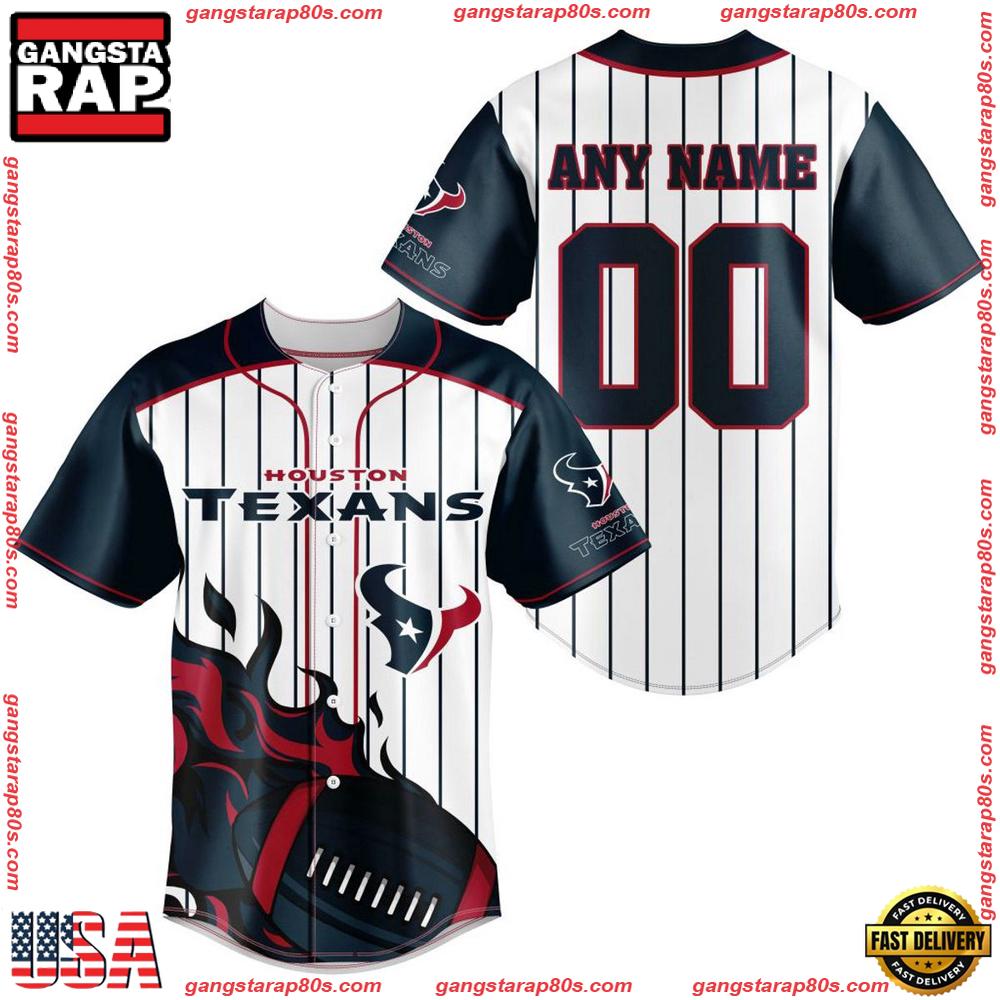 NFL Custom Name Number Houston Texans Baseball Jersey Shirt