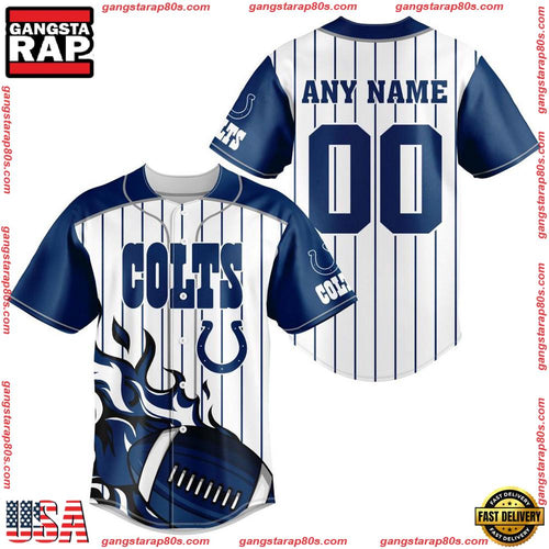 NFL Custom Name Number Indianapolis Colts Baseball Jersey Shirt