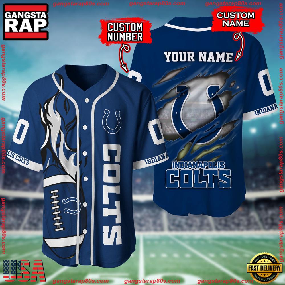 NFL Custom Name Number Indianapolis Colts Football Team Baseball Jersey Shirt