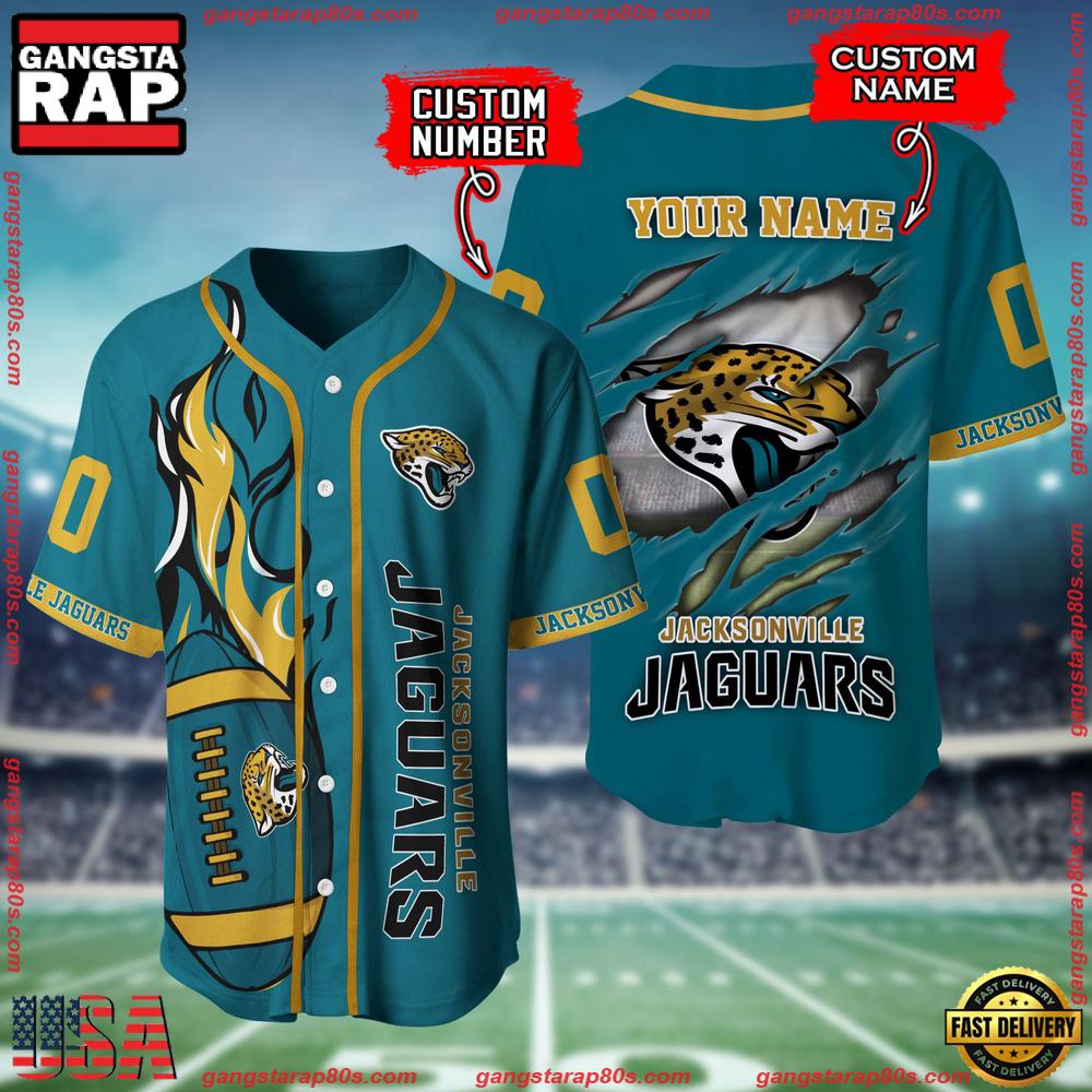 NFL Custom Name Number Jacksonville Jaguars Football Team Baseball Jersey Shirt