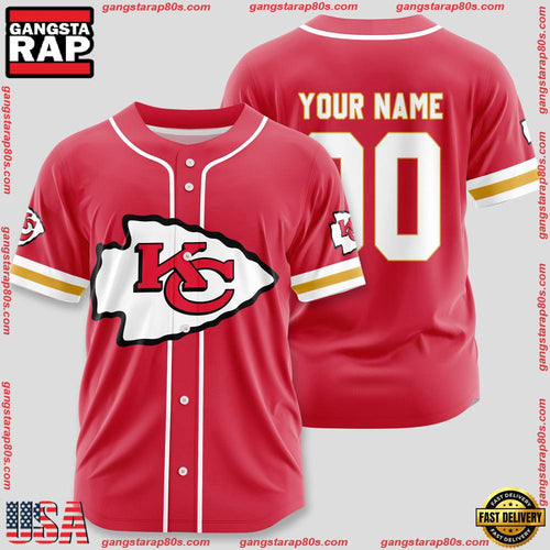 NFL Custom Name Number Kansas City Chiefs Sport Baseball Jersey Shirt