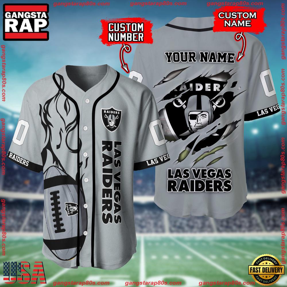 NFL Custom Name Number Las Vegas Raiders Football Team Baseball Jersey Shirt