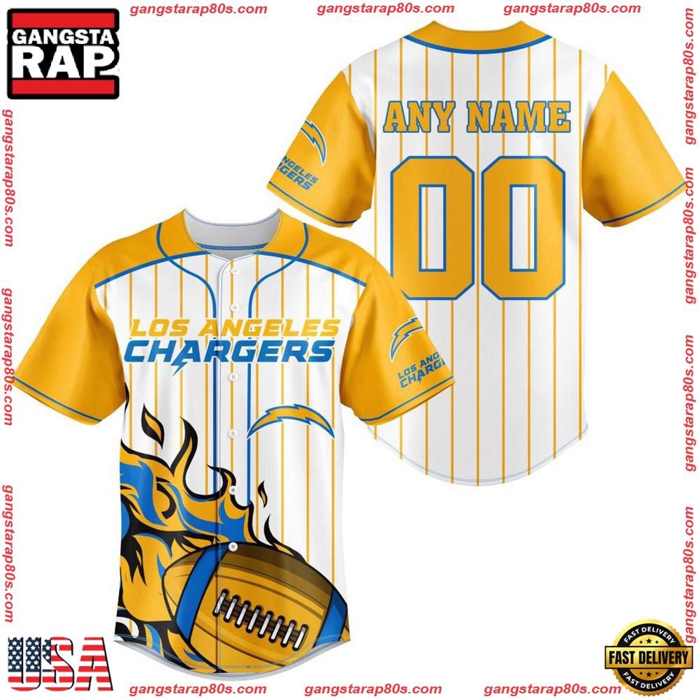 NFL Custom Name Number Los Angeles Chargers Baseball Jersey Shirt