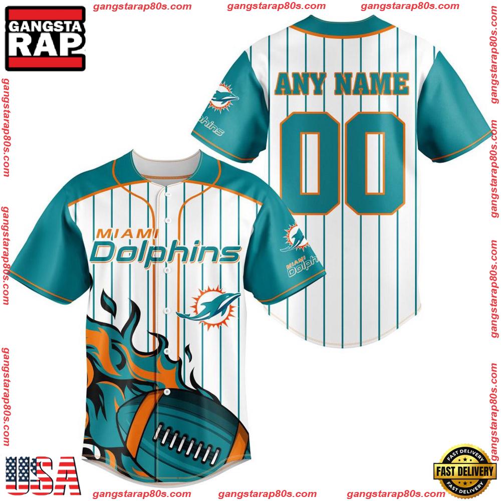 NFL Custom Name Number Miami Dolphins Baseball Jersey Shirt