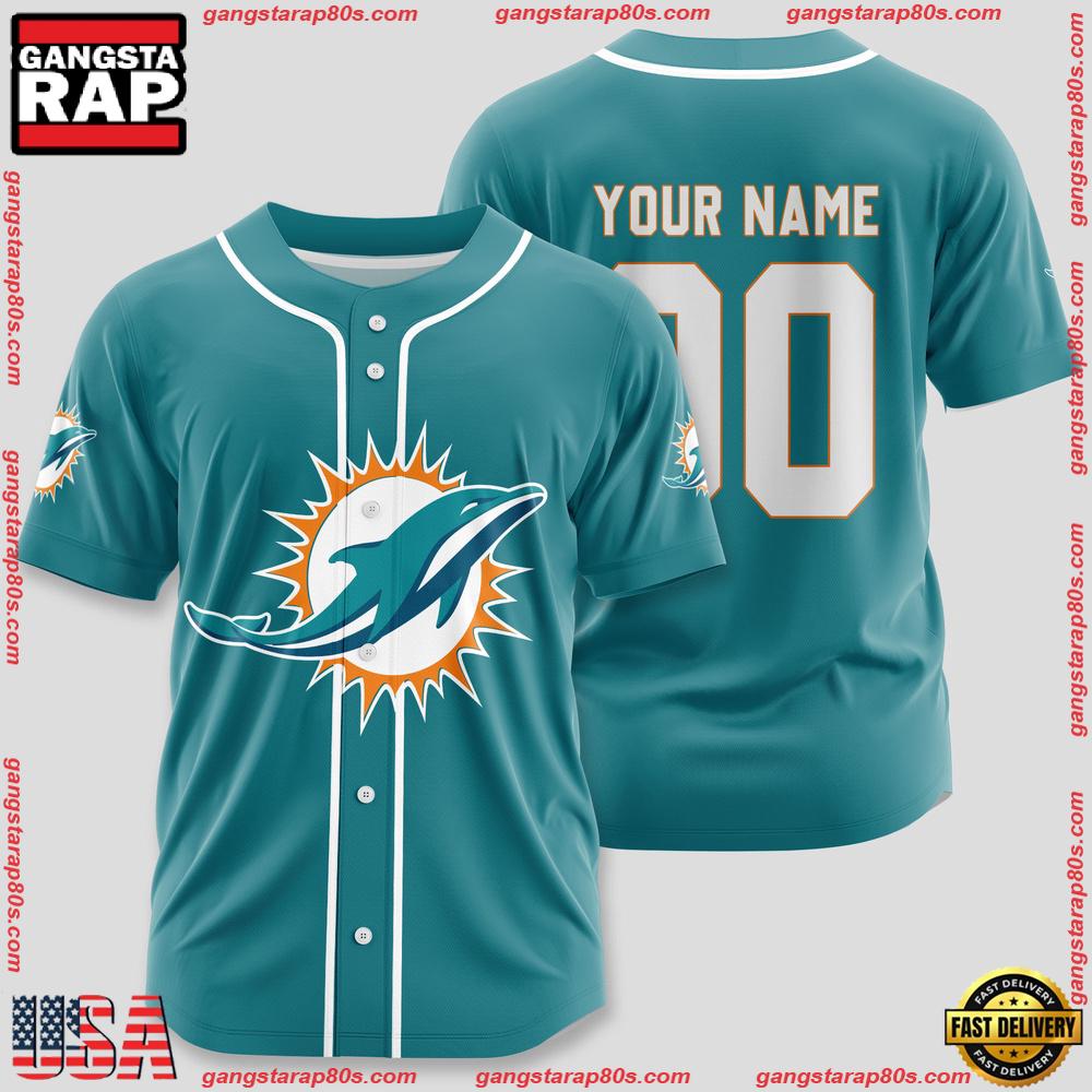 NFL Custom Name Number Miami Dolphins Sport Baseball Jersey Shirt