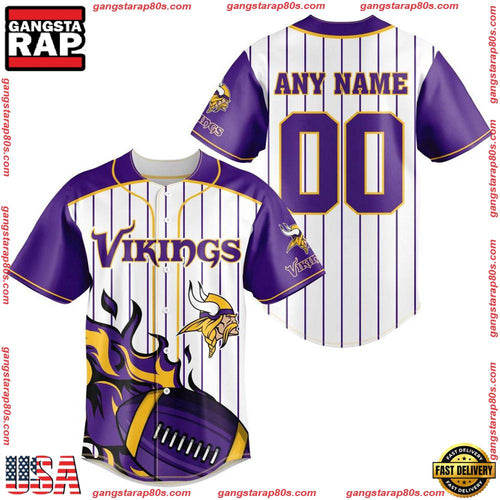 NFL Custom Name Number Minnesota Vikings Baseball Jersey Shirt