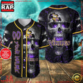 NFL Custom Name Number Minnesota Vikings Skull Face Baseball Jersey Shirt