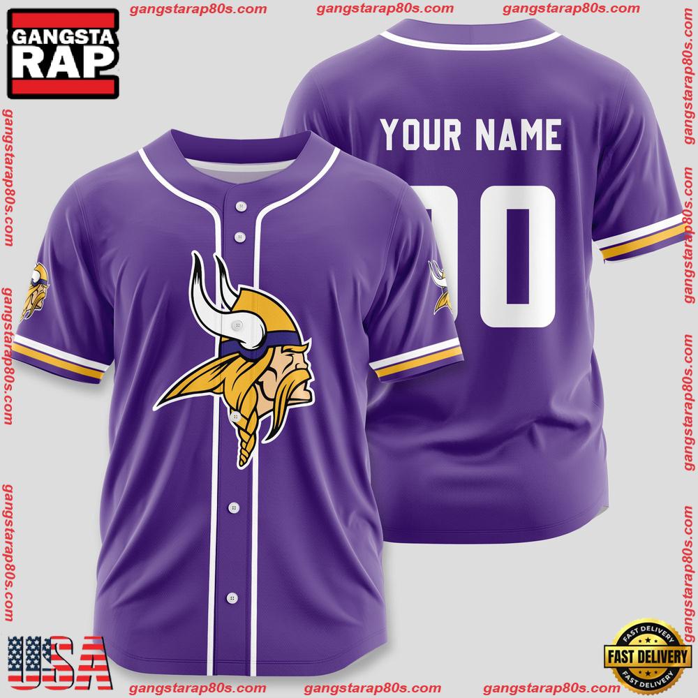 NFL Custom Name Number Minnesota Vikings Sport Baseball Jersey Shirt