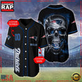 NFL Custom Name Number New England Patriots Skull Face Baseball Jersey Shirt