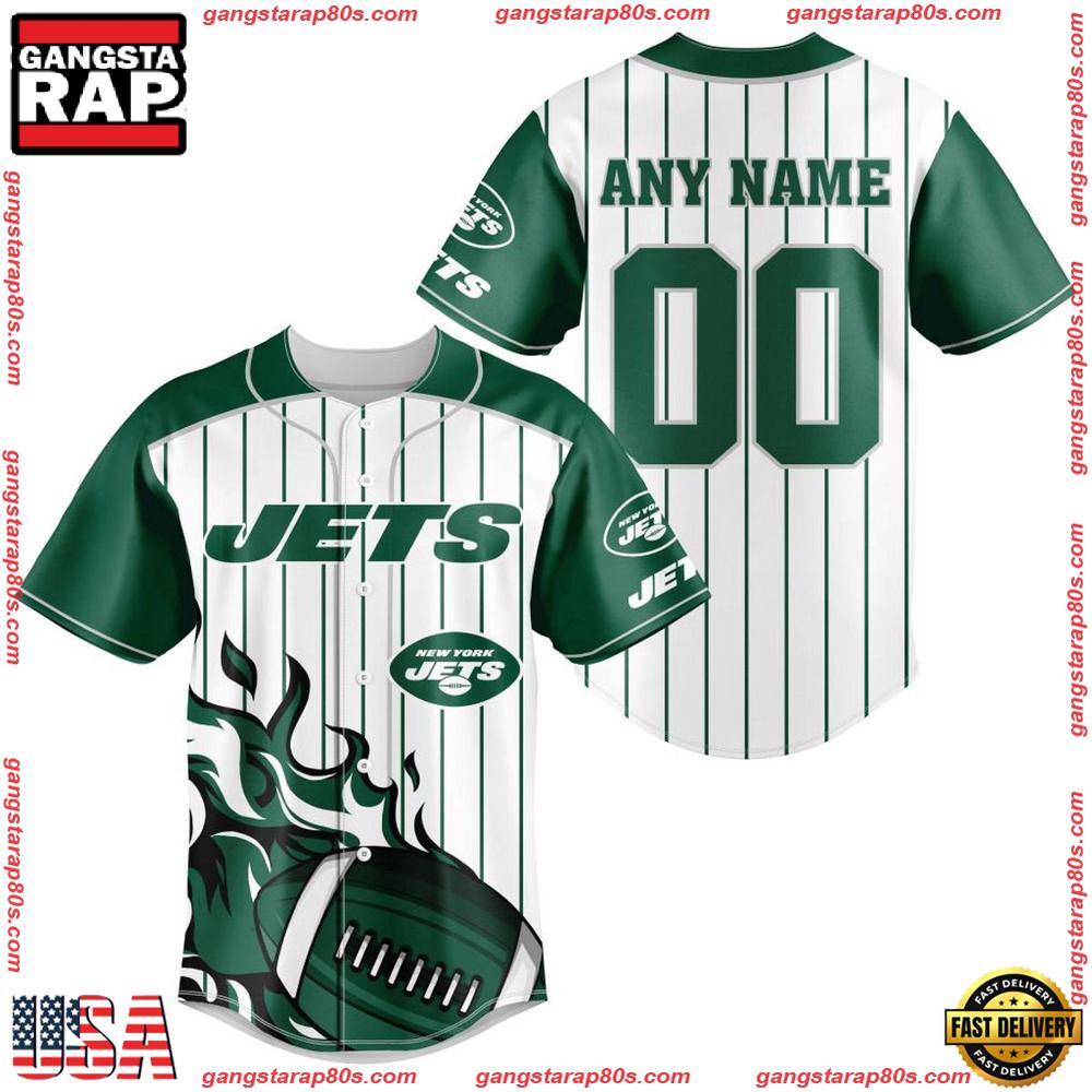 NFL Custom Name Number New York Jets Baseball Jersey Shirt
