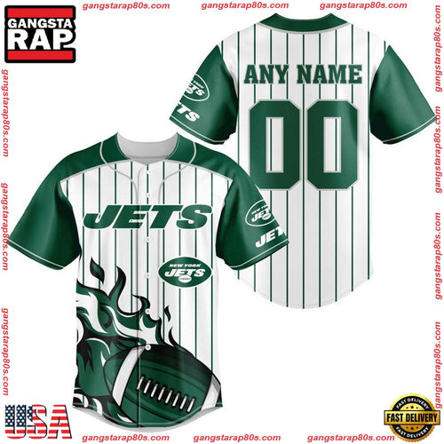 NFL Custom Name Number New York Jets Baseball Jersey Shirt
