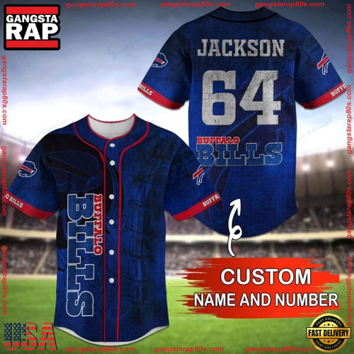 NFL Custom Name NumberBuffalo Bills Baseball Jersey Shirt
