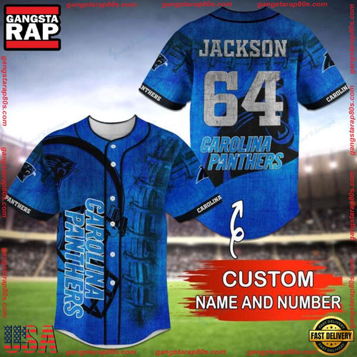 NFL Custom Name NumberCarolina Panthers Baseball Jersey Shirt
