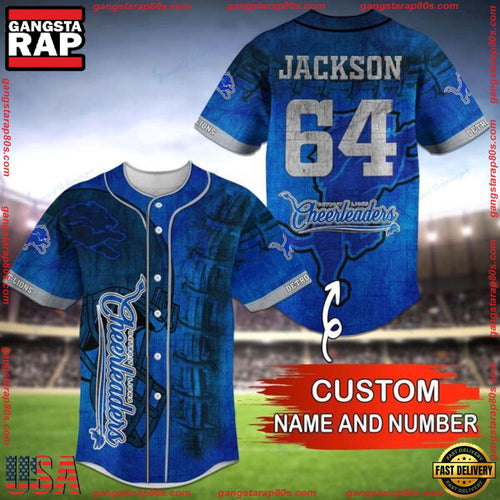NFL Custom Name Number Detroit Lions Baseball Jersey Shirt