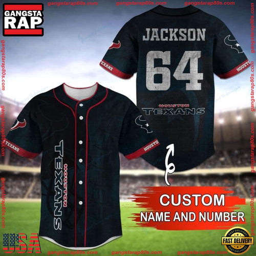 NFL Custom Name Number Houston Texans Baseball Jersey Shirt