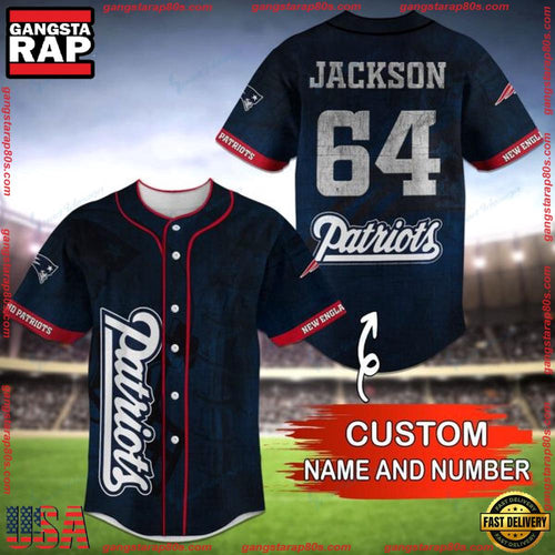 NFL Custom Name Number New England Patriots Baseball Jersey Shirt