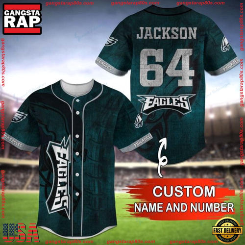 NFL Custom Name Number Philadelphia Eagles Baseball Jersey Shirt