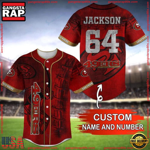 NFL Custom Name Number San Francisco 49ers Baseball Jersey Shirt