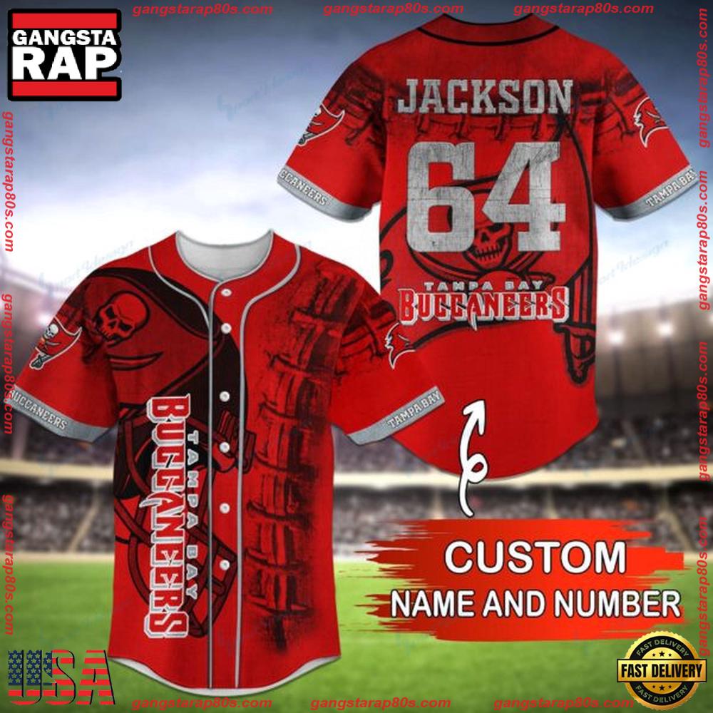 NFL Custom Name Number Tampa Bay Buccaneers Baseball Jersey Shirt