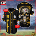NFL Custom Name Number Pittsburgh Steelers Skull Face Baseball Jersey Shirt