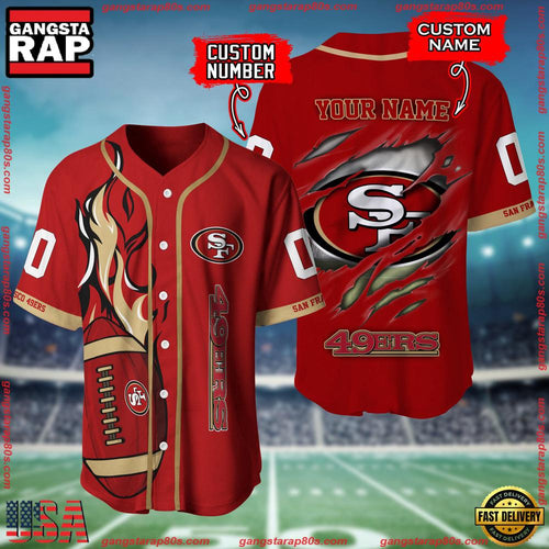 NFL Custom Name Number San Francisco 49ers Football Team Baseball Jersey Shirt