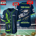 NFL Custom Name Number Seattle Seahawks Football Team Baseball Jersey Shirt