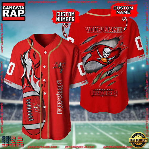 NFL Custom Name Number Tampa Bay Buccaneers Football Team Baseball Jersey Shirt
