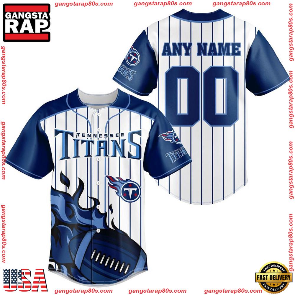 NFL Custom Name Number Tennessee Titans Baseball Jersey Shirt