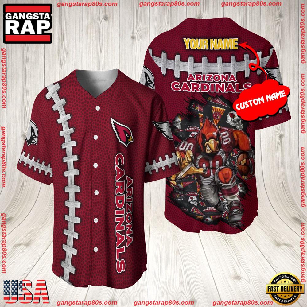 NFL Custom Name Arizona Cardinals Mascot Baseball Jersey Shirt