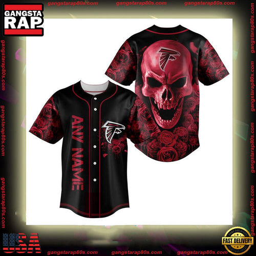 NFL Custom Name Atlanta Falcons Football Skull Baseball Jersey Shirt