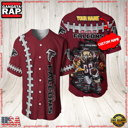 NFL Custom Name Atlanta Falcons Mascot Baseball Jersey Shirt