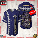 NFL Custom Name Baltimore Ravens Mascot Baseball Jersey Shirt