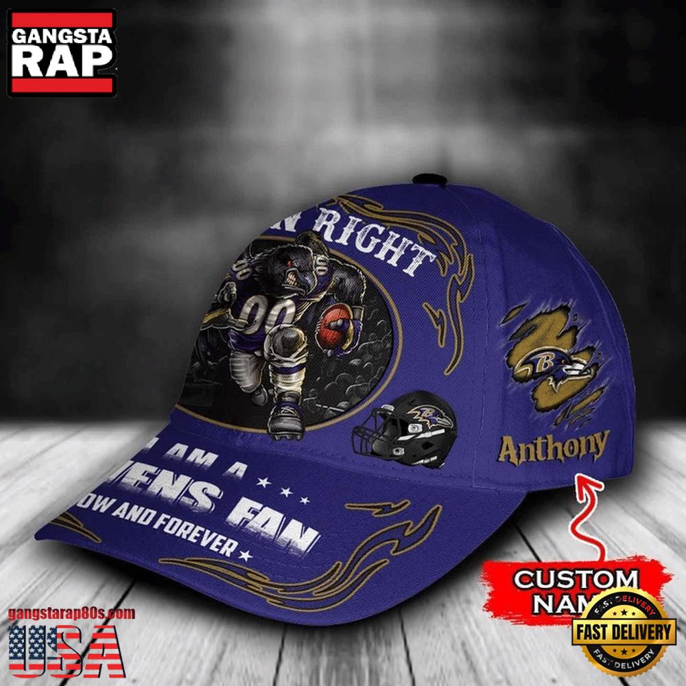 NFL Custom Name Baltimore Ravens Mascot Damn Right Football Team Baseball Cap