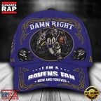 NFL Custom Name Baltimore Ravens Mascot Damn Right Football Team Baseball Cap