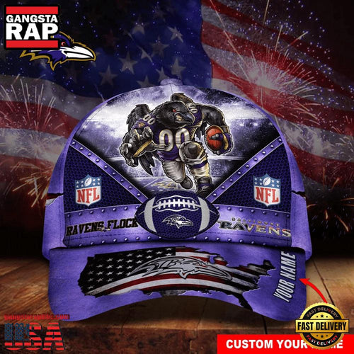 NFL Custom Name Baltimore Ravens Super Bowl LIX 2025 Baseball Cap