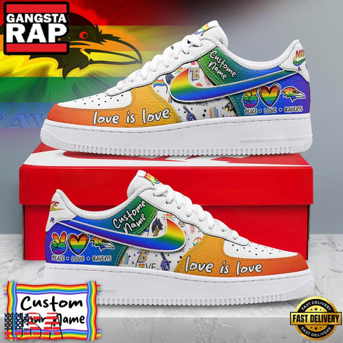 Custom Name Baltimore Ravens NFL Unique Colors Nike Air Force 1 Sneakers Shoes