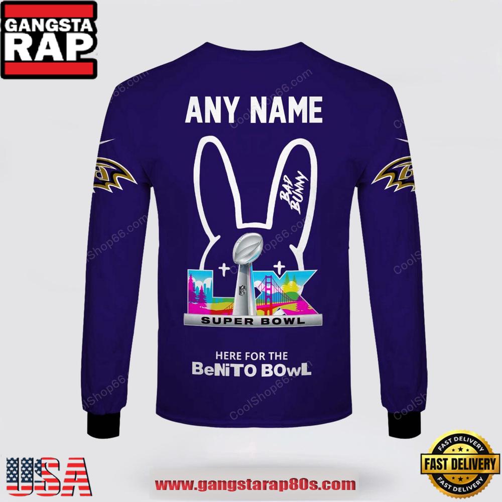 NFL Baltimore Ravens x Bad Bunny Super Bowl 2026 Special Edition Custom Sweatshirt