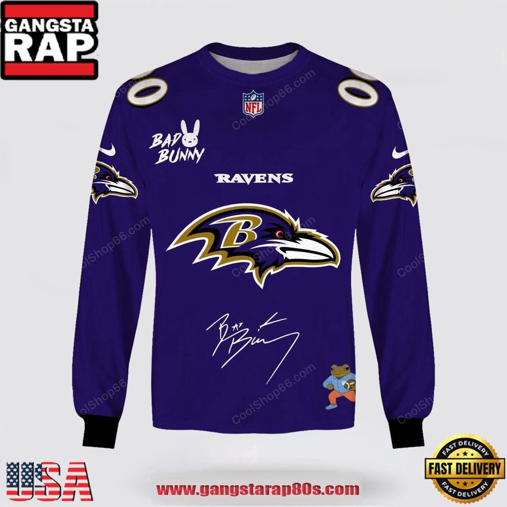 NFL Baltimore Ravens x Bad Bunny Super Bowl 2026 Special Edition Custom Sweatshirt