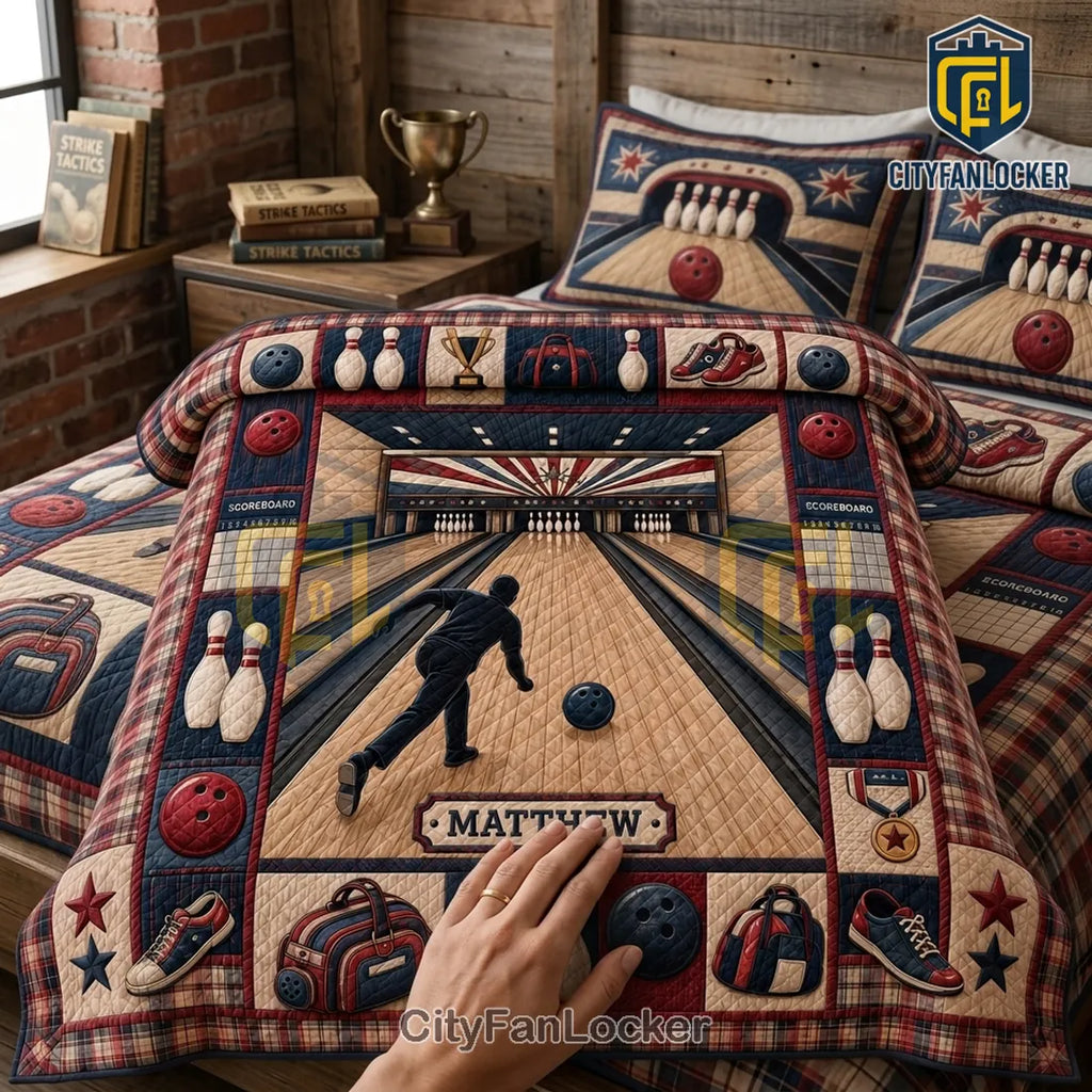 Custom Name Bowling Quilt Bedding