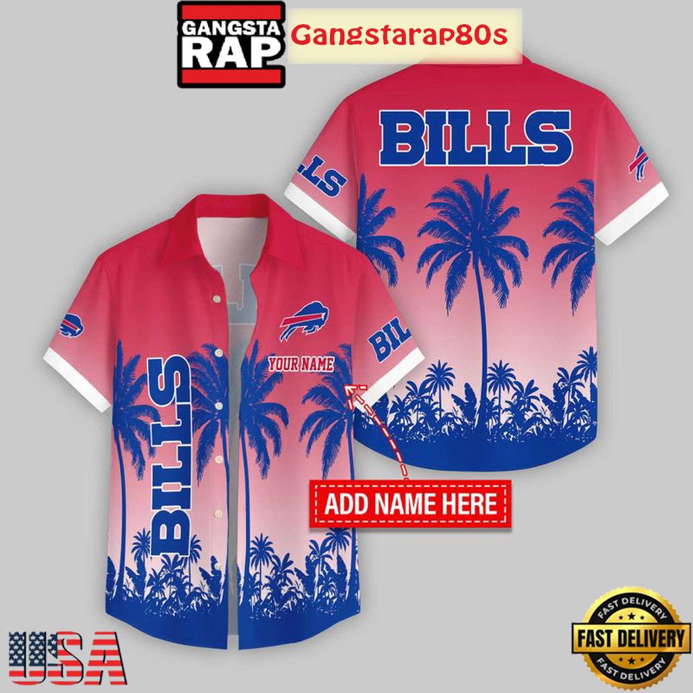 Custom Name Buffalo Bills Flowers Aloha Hawaiian Shirt