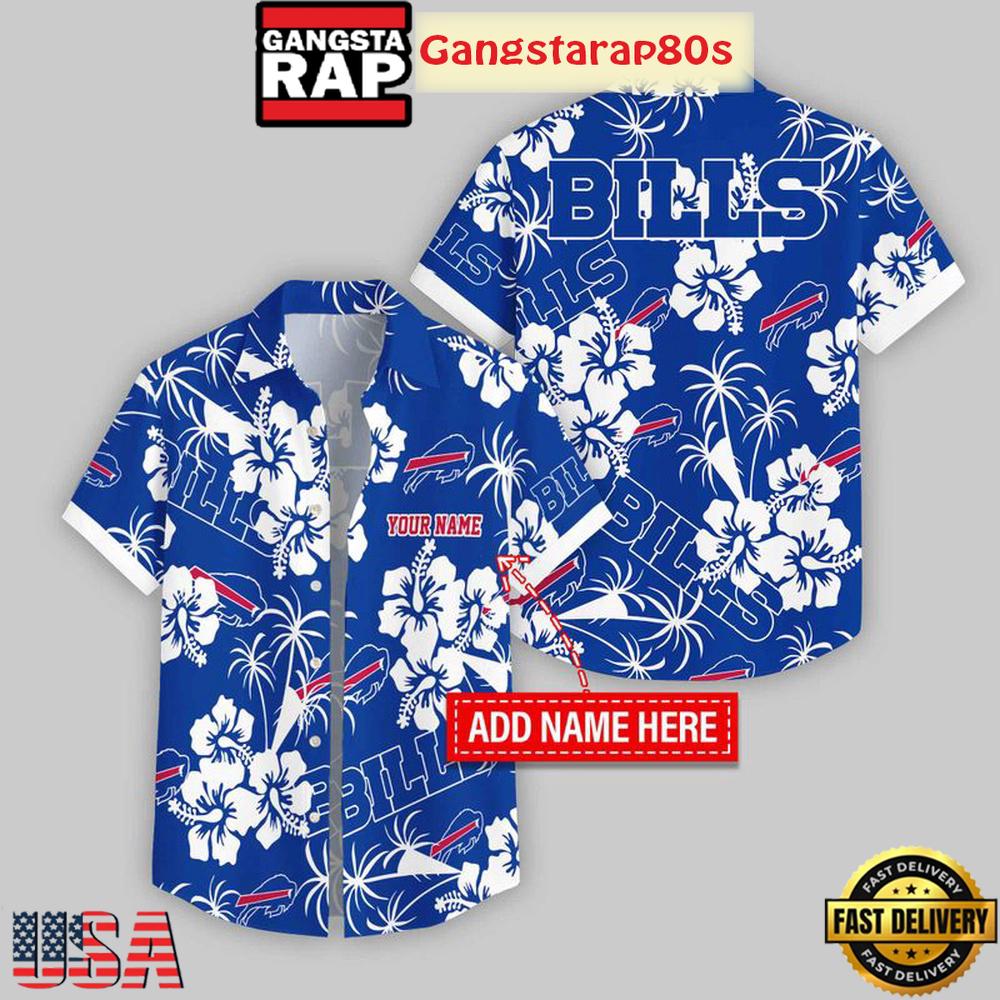 Custom Name Buffalo Bills Hibicus Aloha Hawaiian Shirt