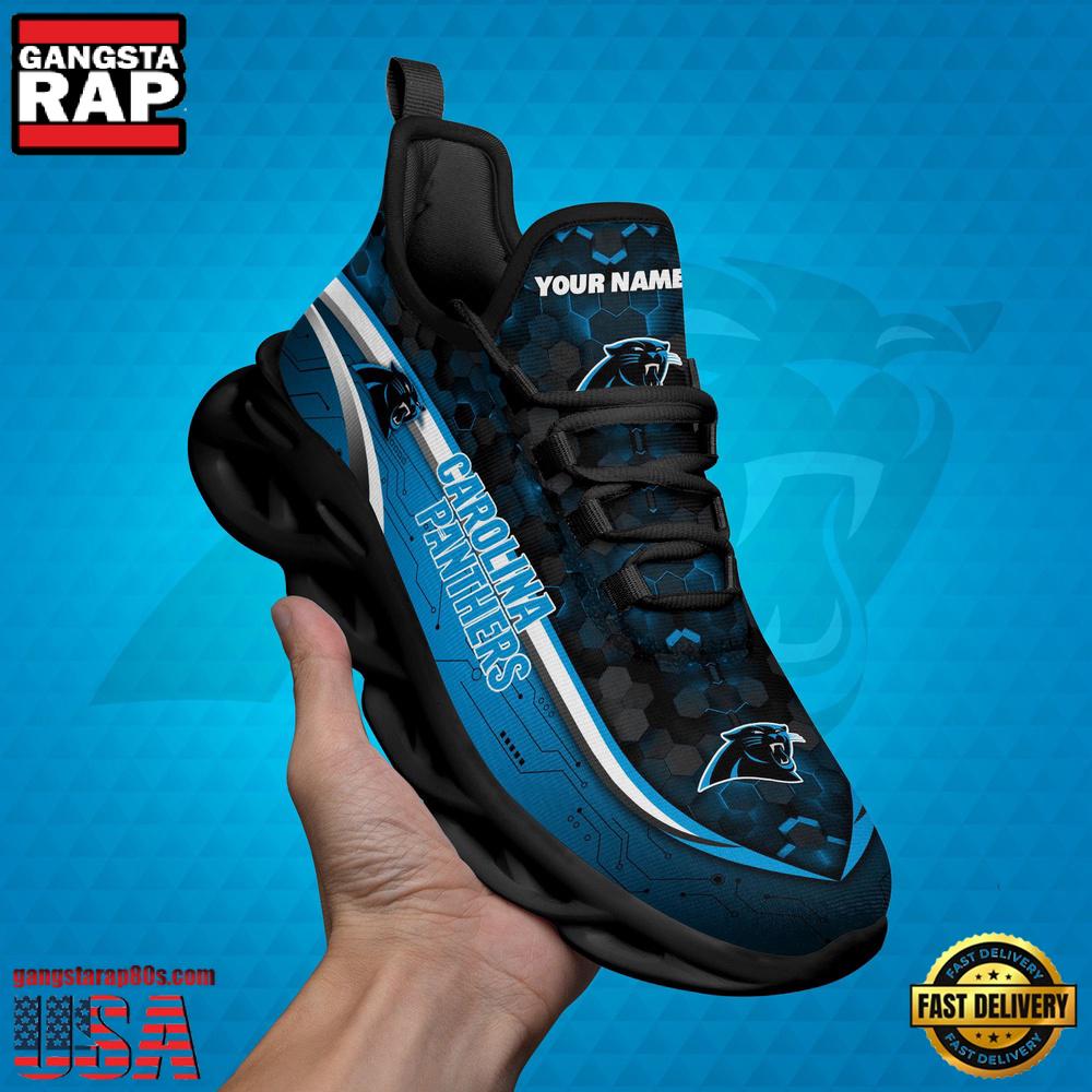 NFL Custom Name Carolina Panthers Team Logo New Design Max Soul Shoes Running Sneakers