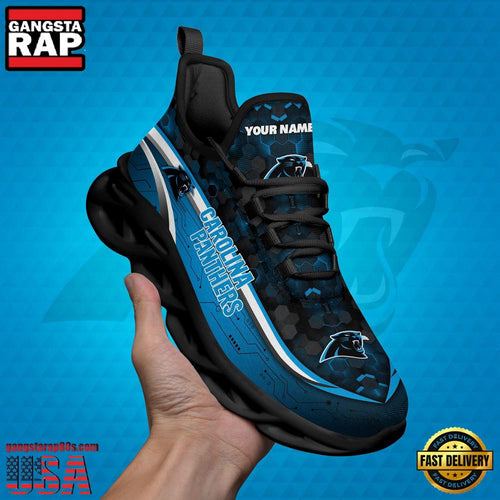 NFL Custom Name Carolina Panthers Team Logo New Design Max Soul Shoes Running Sneakers