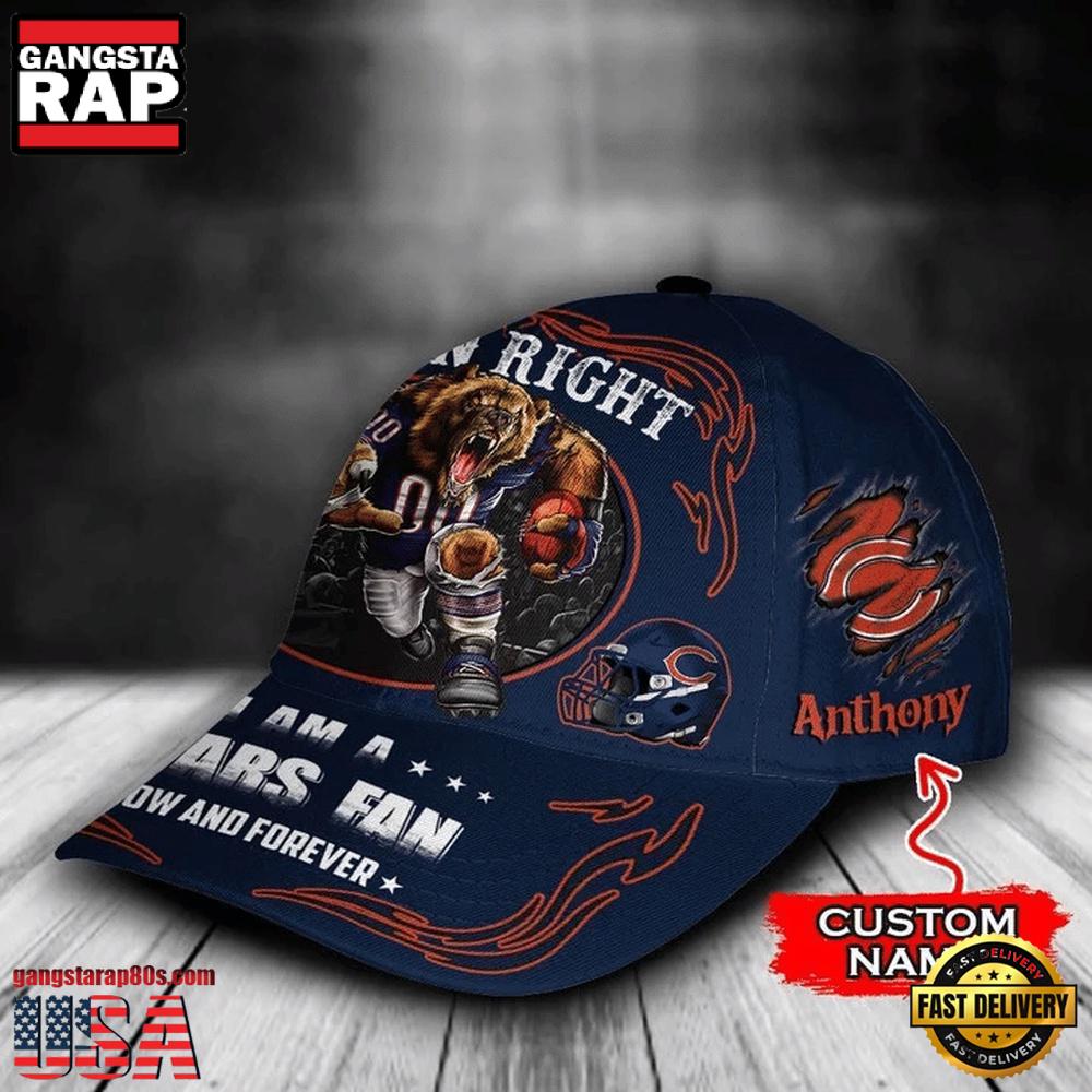 NFL Custom Name Chicago Bears Mascot Damn Right Football Team Baseball Cap