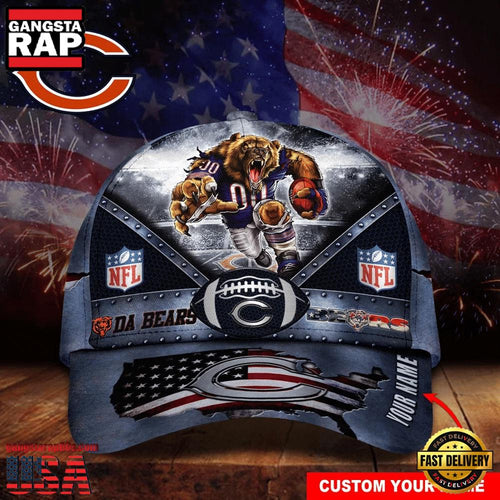 NFL Custom Name Chicago Bears Super Bowl LIX 2025 Baseball Cap
